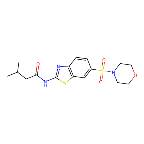 3-Methyl-N-[6-(morpholine-4-sulfonyl)-benzothiazol-2-yl]-butyramide structure