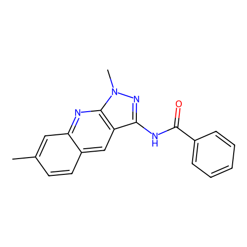 N-[(3Z)-1,7-dimethyl-1,2-dihydro-3H-pyrazolo[3,4-b]quinolin-3-ylidene]benzamide structure