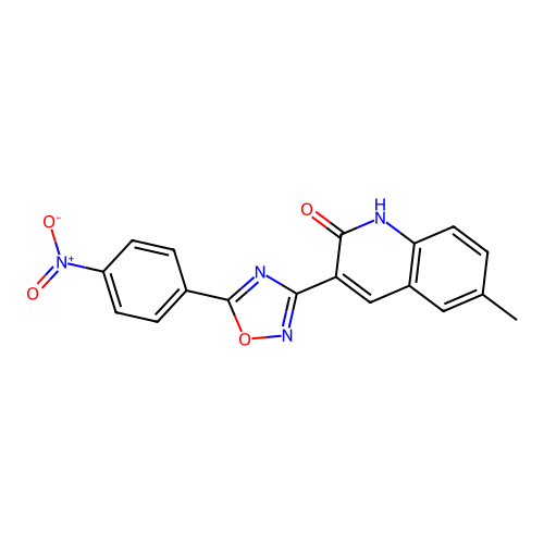 6-Methyl-3-(5-(4-nitrophenyl)-1,2,4-oxadiazol-3-yl)quinolin-2-ol structure