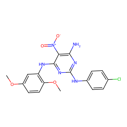 {6-amino-2-[(4-chlorophenyl)amino]-5-nitropyrimidin-4-yl}(2,5-dimethoxyphenyl) amine structure