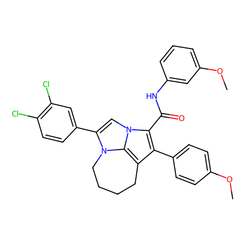 4-(3,4-dichlorophenyl)-N-(3-methoxyphenyl)-1-(4-methoxyphenyl)-5,6,7,8-tetrahydro-2a,4a-diazacyclopenta[cd]azulene-2-carboxamide structure