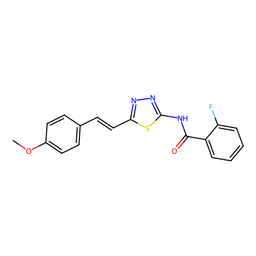 (E)-2-fluoro-N-(5-(4-methoxystyryl)-1,3,4-thiadiazol-2-yl)benzamide structure