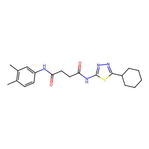 N'-(5-cyclohexyl-1,3,4-thiadiazol-2-yl)-N-(3,4-dimethylphenyl)butanediamide structure