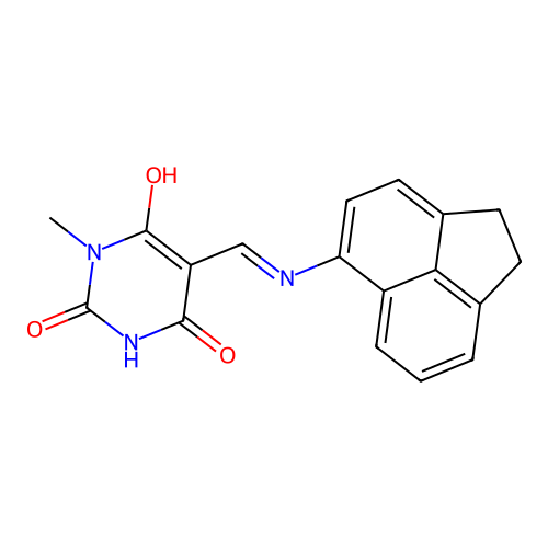 5-[(1,2-dihydroacenaphthylen-5-ylamino)methylidene]-1-methyl-1,3-diazinane-2,4,6-trione structure