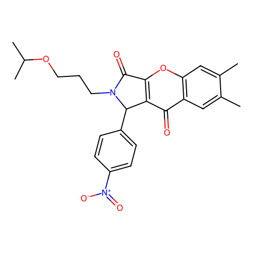 2-(3-isopropoxypropyl)-6,7-dimethyl-1-(4-nitrophenyl)-1,2-dihydrochromeno[2,3-c]pyrrole-3,9-dione structure