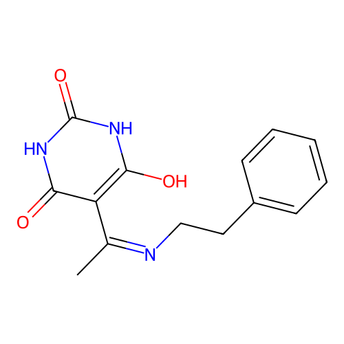 5-(1-Phenethylamino-ethylidene)-pyrimidine-2,4,6-trione structure