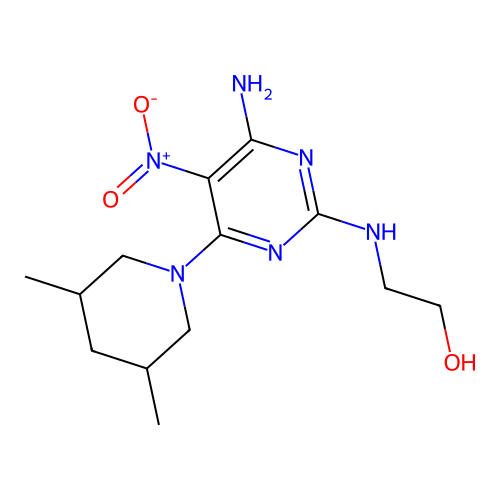 2-((4-Amino-6-(3,5-dimethylpiperidin-1-yl)-5-nitropyrimidin-2-yl)amino)ethanol structure