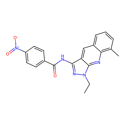N-(1-ethyl-8-methylpyrazolo[3,4-b]quinolin-3-yl)-4-nitrobenzamide structure
