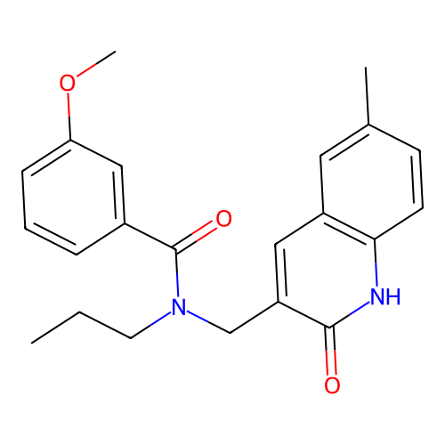 3-methoxy-N-[(6-methyl-2-oxo-1H-quinolin-3-yl)methyl]-N-propylbenzamide structure