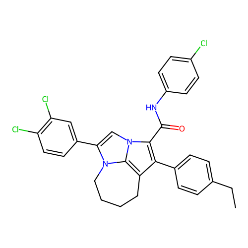 N-(4-chlorophenyl)-4-(3,4-dichlorophenyl)-1-(4-ethylphenyl)-5,6,7,8-tetrahydro-2a,4a-diazacyclopenta[cd]azulene-2-carboxamide structure