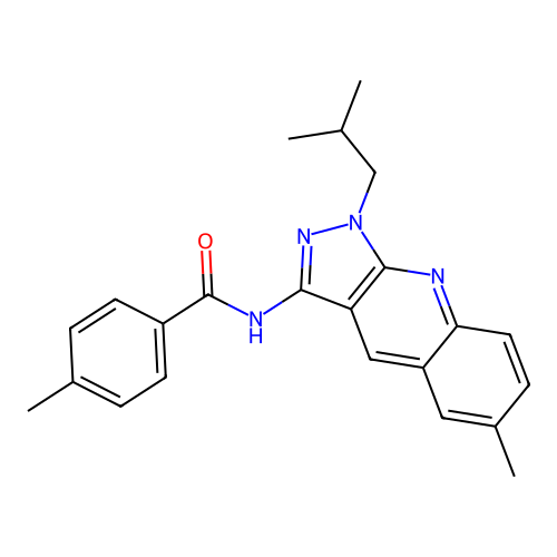 4-methyl-N-[6-methyl-1-(2-methylpropyl)pyrazolo[3,4-b]quinolin-3-yl]benzamide structure