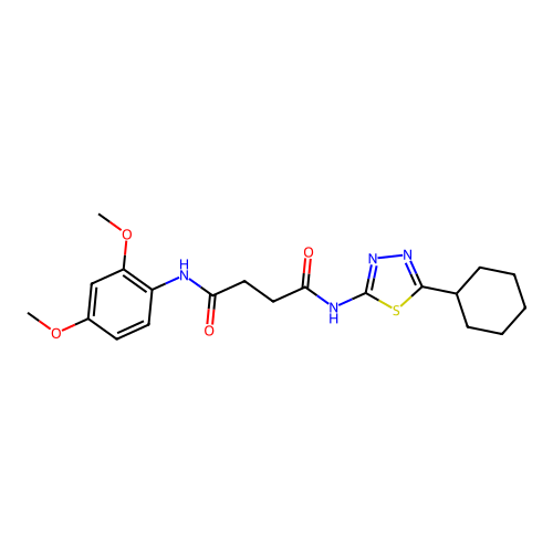 N'-(5-cyclohexyl-1,3,4-thiadiazol-2-yl)-N-(2,4-dimethoxyphenyl)butanediamide structure