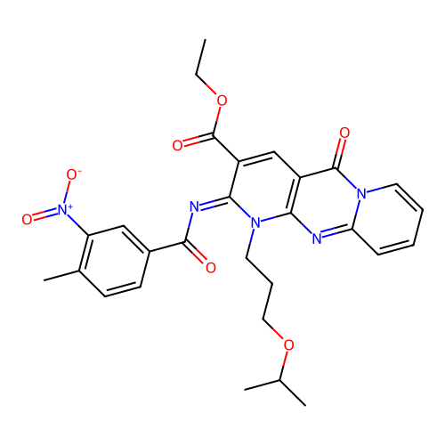 (Z)-ethyl 1-(3-isopropoxypropyl)-2-((4-methyl-3-nitrobenzoyl)imino)-5-oxo-2,5-dihydro-1H-dipyrido[1,2-a:2',3'-d]pyrimidine-3-carboxylate structure