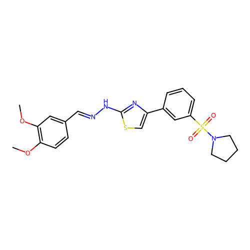 (2Z)-2-[(2E)-(3,4-dimethoxybenzylidene)hydrazinylidene]-4-[3-(pyrrolidin-1-ylsulfonyl)phenyl]-2,3-dihydro-1,3-thiazole structure