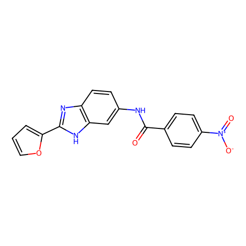 N-[2-(furan-2-yl)-1H-benzimidazol-5-yl]-4-nitrobenzamide structure