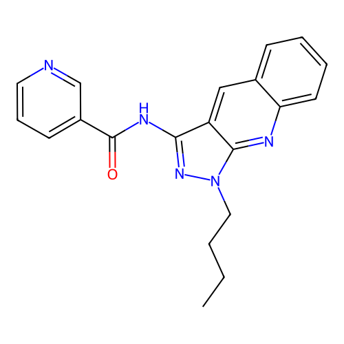 N-(1-butylpyrazolo[3,4-b]quinolin-3-yl)pyridine-3-carboxamide structure