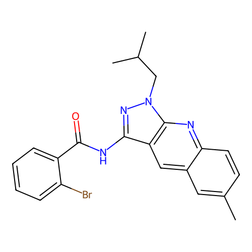 2-bromo-N-[6-methyl-1-(2-methylpropyl)pyrazolo[3,4-b]quinolin-3-yl]benzamide structure