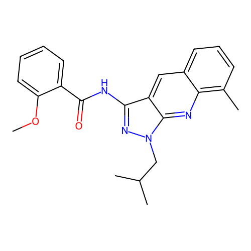 2-methoxy-N-[8-methyl-1-(2-methylpropyl)pyrazolo[3,4-b]quinolin-3-yl]benzamide structure