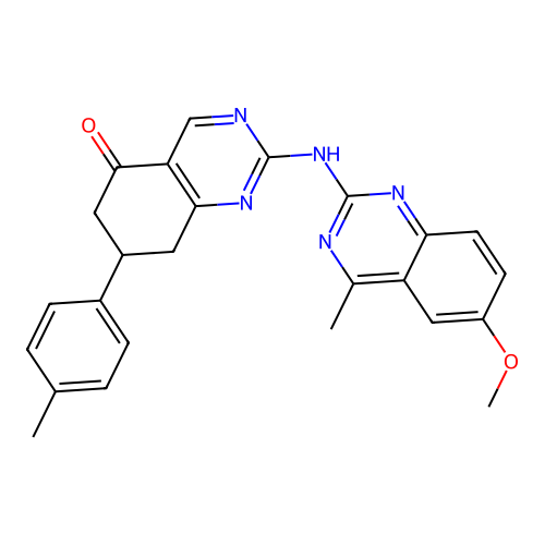 2-((6-methoxy-4-methylquinazolin-2-yl)amino)-7-(p-tolyl)-7,8-dihydroquinazolin-5(6H)-one structure