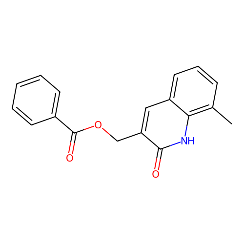 (8-methyl-2-oxo-1H-quinolin-3-yl)methyl benzoate structure