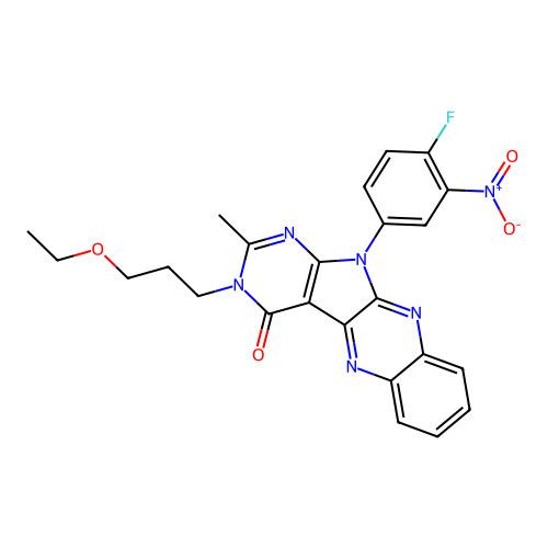 3-(3-ethoxypropyl)-11-(4-fluoro-3-nitrophenyl)-2-methyl-3,11-dihydro-4H-pyrimido[5',4':4,5]pyrrolo[2,3-b]quinoxalin-4-one structure
