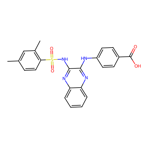 4-[(3-{[(2,4-Dimethylphenyl)sulfonyl]amino}quinoxalin-2-yl)amino]benzoic acid structure