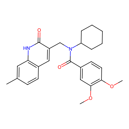 N-cyclohexyl-3,4-dimethoxy-N-[(7-methyl-2-oxo-1H-quinolin-3-yl)methyl]benzamide structure