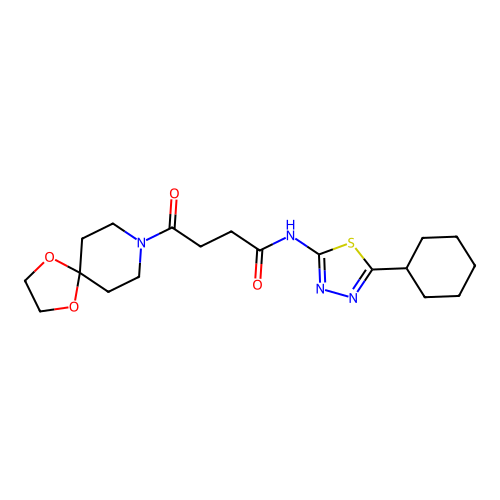 N-(5-Cyclohexyl-[1,3,4]thiadiazol-2-yl)-4-(1,4-dioxa-8-aza-spiro[4.5]dec-8-yl)-4-oxo-butyramide structure