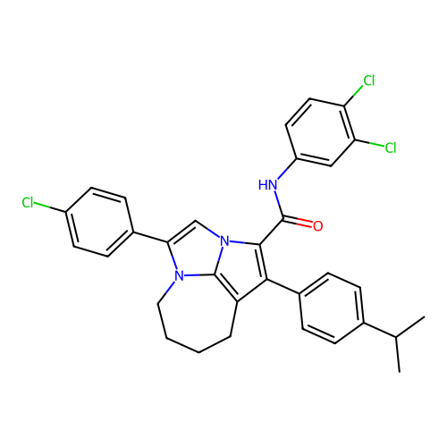 4-(4-chlorophenyl)-N-(3,4-dichlorophenyl)-1-(4-isopropylphenyl)-5,6,7,8-tetrahydro-2a,4a-diazacyclopenta[cd]azulene-2-carboxamide structure