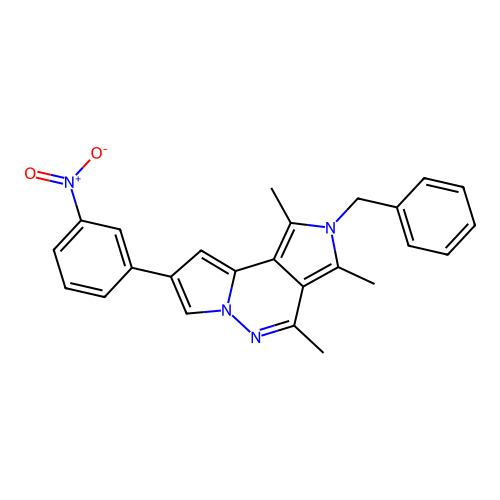 2-benzyl-1,3,4-trimethyl-8-(3-nitrophenyl)-2H-dipyrrolo[1,2-b:3',4'-d]pyridazine structure