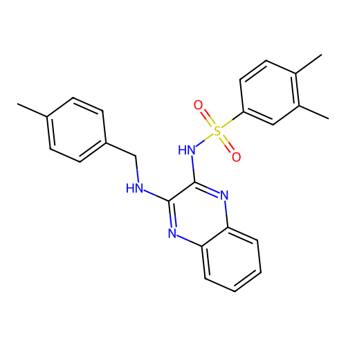 3,4-dimethyl-N-{3-[(4-methylbenzyl)amino]quinoxalin-2-yl}benzenesulfonamide structure