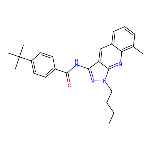 4-tert-butyl-N-(1-butyl-8-methylpyrazolo[3,4-b]quinolin-3-yl)benzamide structure