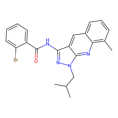 2-bromo-N-[8-methyl-1-(2-methylpropyl)pyrazolo[3,4-b]quinolin-3-yl]benzamide structure
