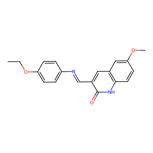 3-{(E)-[(4-ethoxyphenyl)imino]methyl}-6-methoxyquinolin-2(1H)-one structure