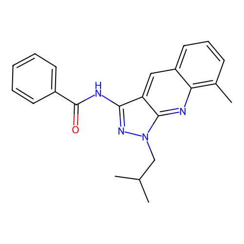 N-[8-methyl-1-(2-methylpropyl)pyrazolo[3,4-b]quinolin-3-yl]benzamide structure