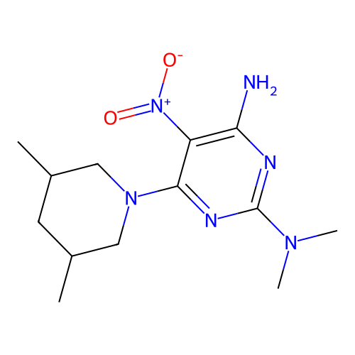 6-(3,5-dimethylpiperidin-1-yl)-N~2~,N~2~-dimethyl-5-nitropyrimidine-2,4-diamine structure