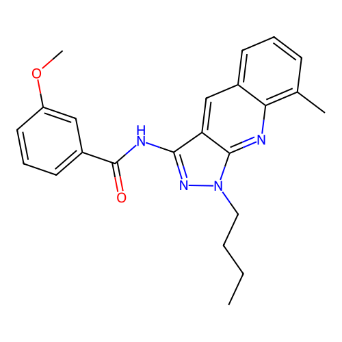 N-(1-butyl-8-methylpyrazolo[3,4-b]quinolin-3-yl)-3-methoxybenzamide structure