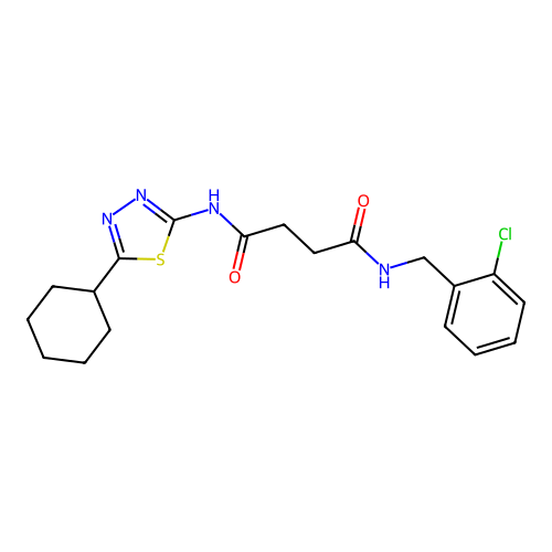 N1-(2-chlorobenzyl)-N4-(5-cyclohexyl-1,3,4-thiadiazol-2-yl)succinamide structure