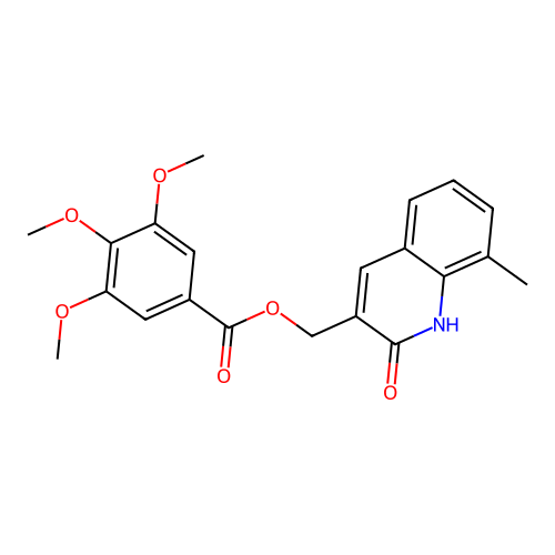 (8-methyl-2-oxo-1H-quinolin-3-yl)methyl 3,4,5-trimethoxybenzoate structure