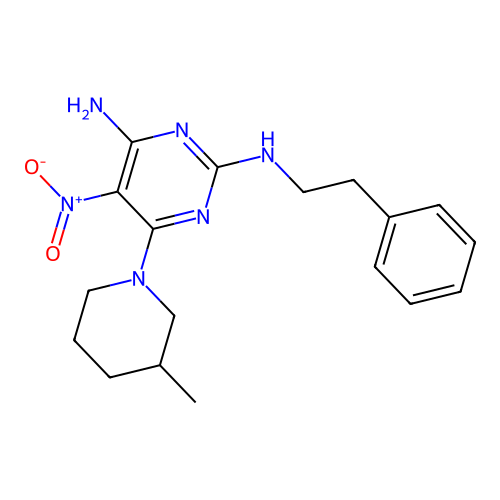 6-(3-methylpiperidin-1-yl)-5-nitro-N~2~-(2-phenylethyl)pyrimidine-2,4-diamine structure