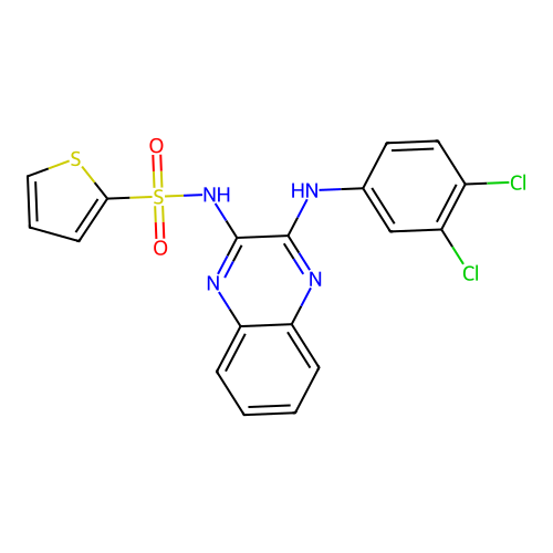 N-(3-((3,4-dichlorophenyl)amino)quinoxalin-2-yl)thiophene-2-sulfonamide structure