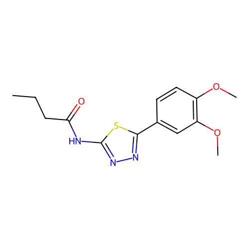 N-[5-(3,4-dimethoxyphenyl)-1,3,4-thiadiazol-2-yl]butanamide structure