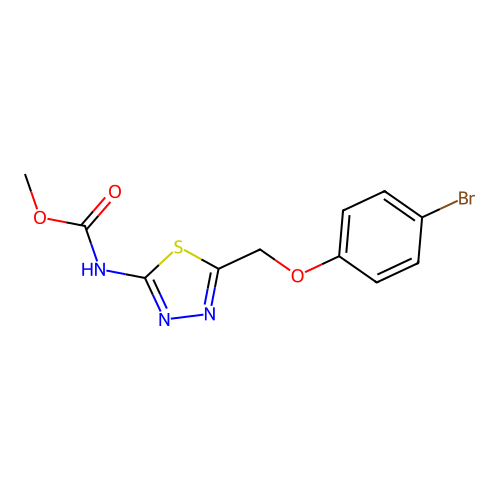 methyl [(2E)-5-[(4-bromophenoxy)methyl]-1,3,4-thiadiazol-2(3H)-ylidene]carbamate structure