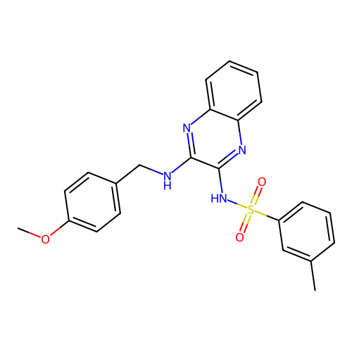 N-(3-((4-methoxybenzyl)amino)quinoxalin-2-yl)-3-methylbenzenesulfonamide structure