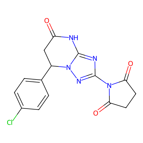 1-(7-(4-chlorophenyl)-5-oxo-4,5,6,7-tetrahydro-[1,2,4]triazolo[1,5-a]pyrimidin-2-yl)pyrrolidine-2,5-dione structure