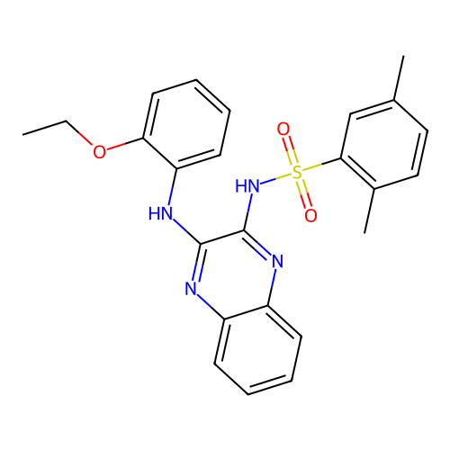 N-(3-((2-ethoxyphenyl)amino)quinoxalin-2-yl)-2,5-dimethylbenzenesulfonamide structure