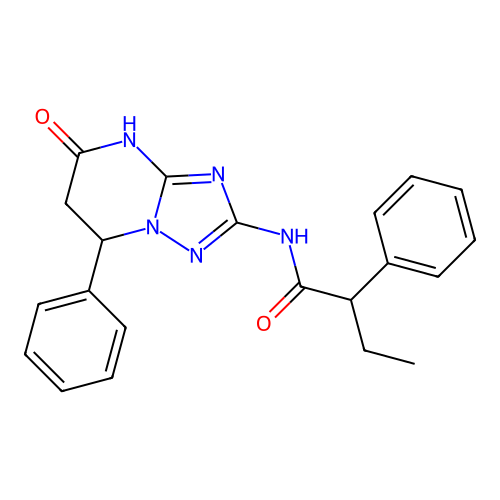 N-(5-oxo-7-phenyl-3,5,6,7-tetrahydro[1,2,4]triazolo[1,5-a]pyrimidin-2-yl)-2-phenylbutanamide structure