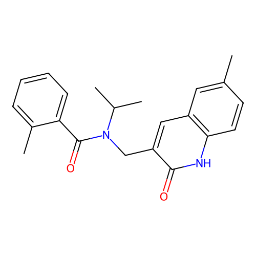 2-methyl-N-[(6-methyl-2-oxo-1H-quinolin-3-yl)methyl]-N-propan-2-ylbenzamide structure