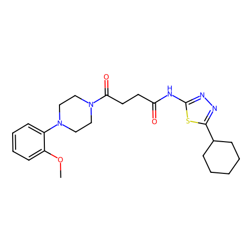 N-(5-cyclohexyl-1,3,4-thiadiazol-2-yl)-4-(4-(2-methoxyphenyl)piperazin-1-yl)-4-oxobutanamide structure