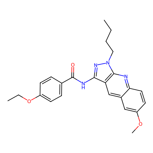 N-(1-butyl-6-methoxy-1H-pyrazolo[3,4-b]quinolin-3-yl)-4-ethoxybenzamide structure